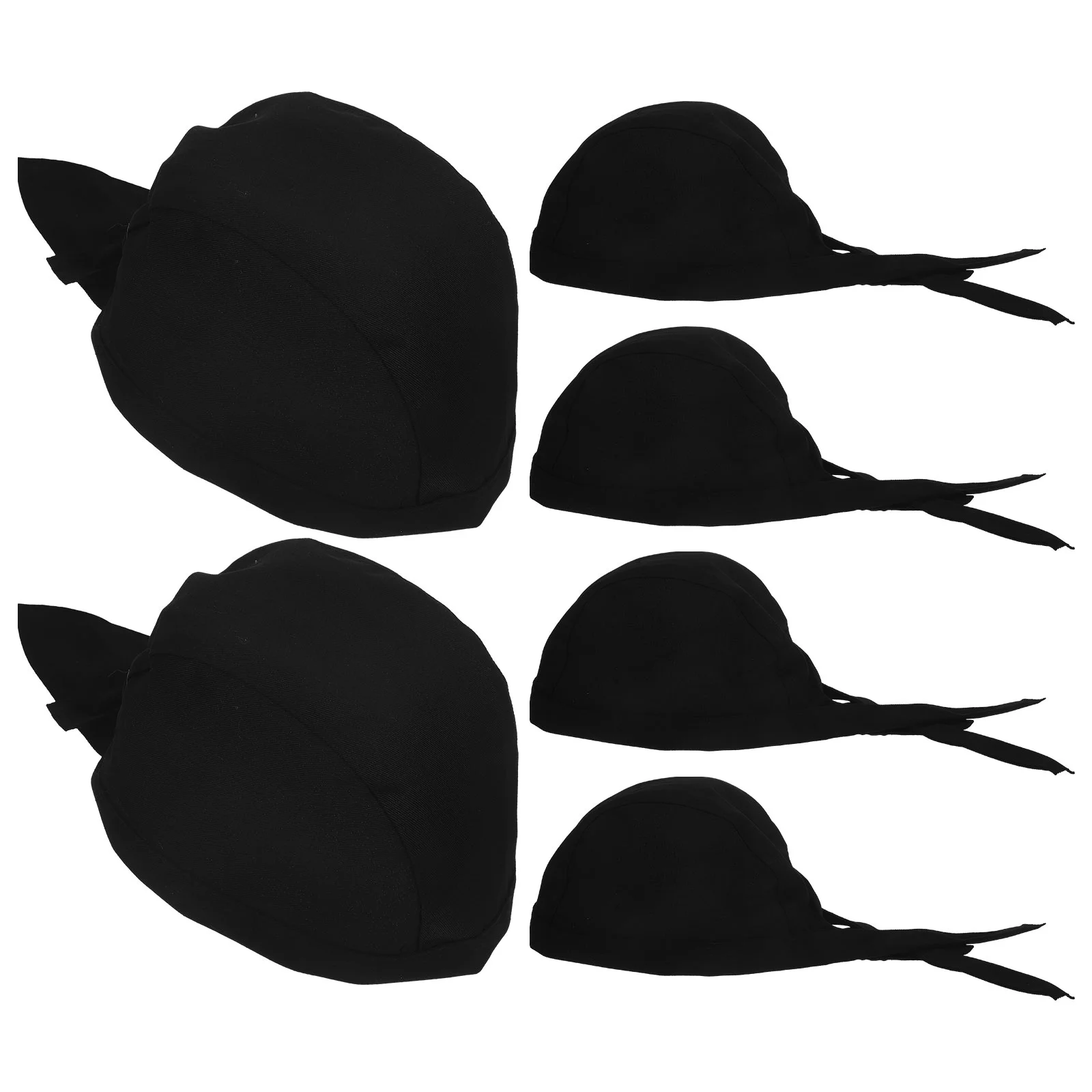 6 Pcs Chef Hat Black Cap Caps Hats for Women Decorative Outdoor Uniform Restaurant Cotton Cloth Unisex with Ties and