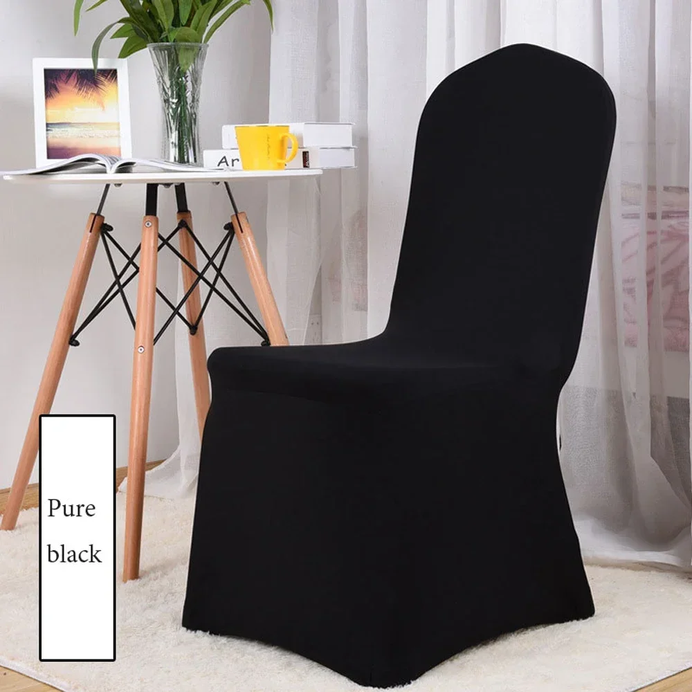 DD 100pcs Stretch Polyester Chair Cover Wedding Hotel Banquet Thickening Universal Spandex Wedding Decoration Dining Chair Cover