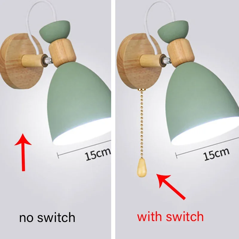 LED Creative wooden Simple wall light Reading Bedroom Bedside Lighting study Children room macaron color wall lamp