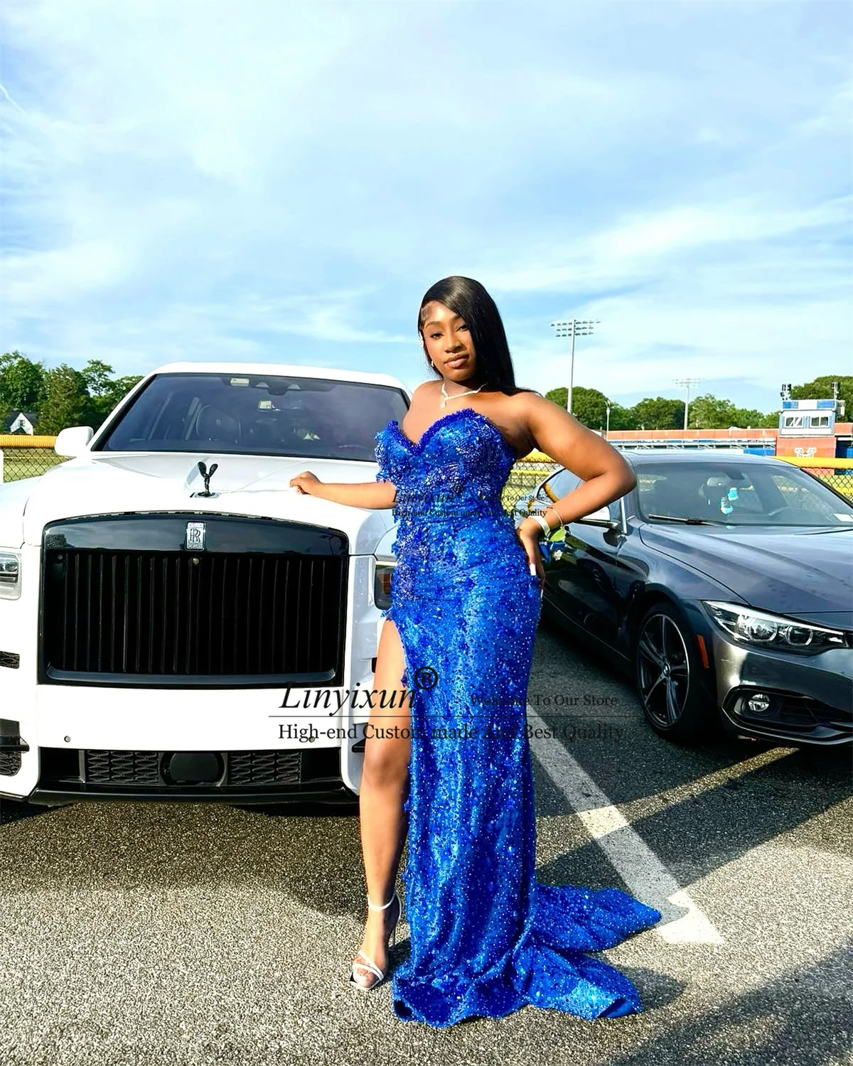 فستان حورية البحر مطرز بالترتر اللامع للحفلات الراقصة للفتيات السود مخصص مثير للحفلات المسائية الأفريقية دبي رداء السهرة #2