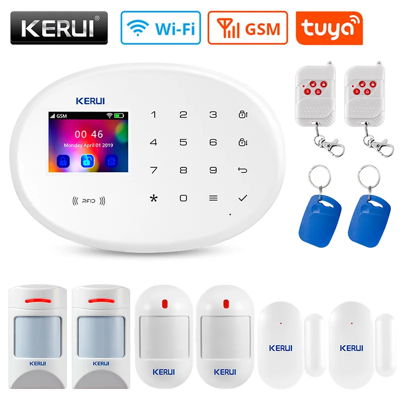 Kerui W202 Tuya Smart Home Security Alarmsysteem Hikvision Afstandsbediening Deursensor Bewegingsmelder Sirene