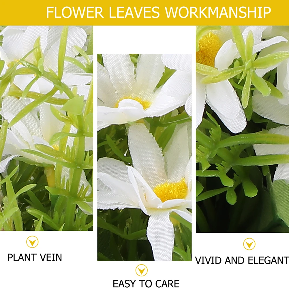 

3pcs Simulation Daisy Bonsai Set Artificial Potted Plants For Home Office Decor White Yellow Pink Realistic Plastic Plant