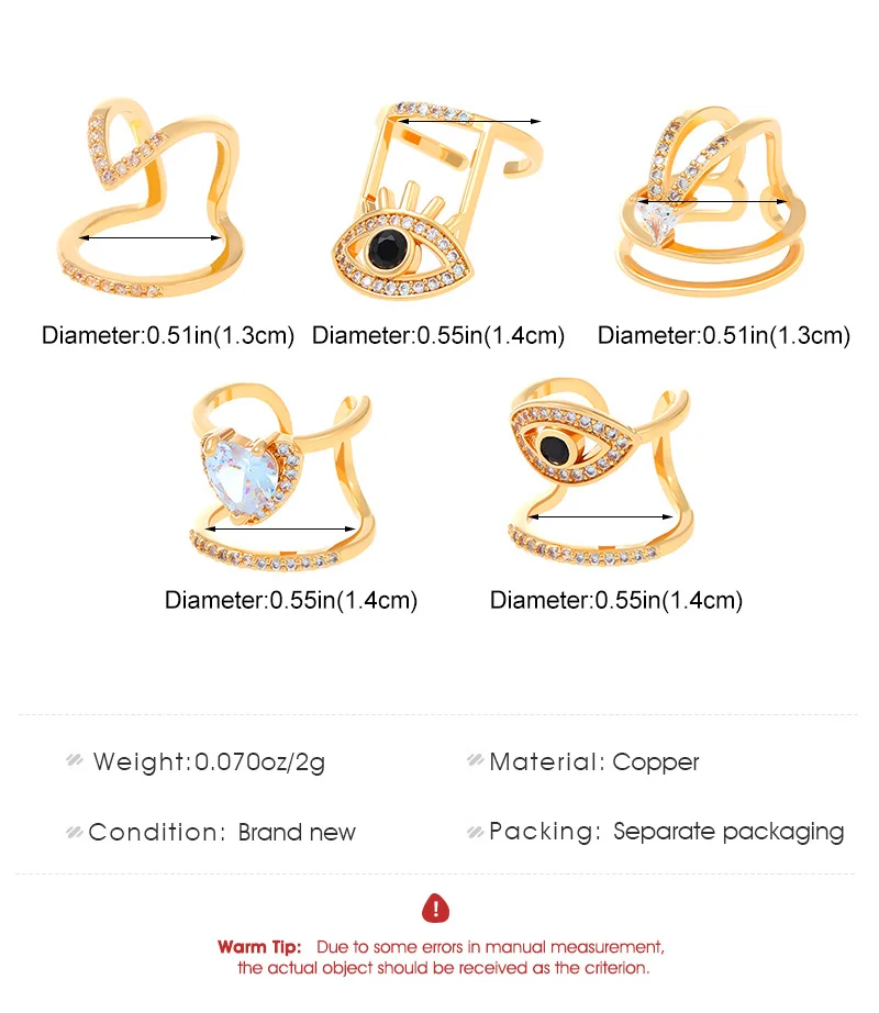 WANZHI 2023 Latest Copper Inlaid Zircon Nail Rings Fashion Selling Gold Plated Manicure Joint Ring for Women Trend Party Jewelry