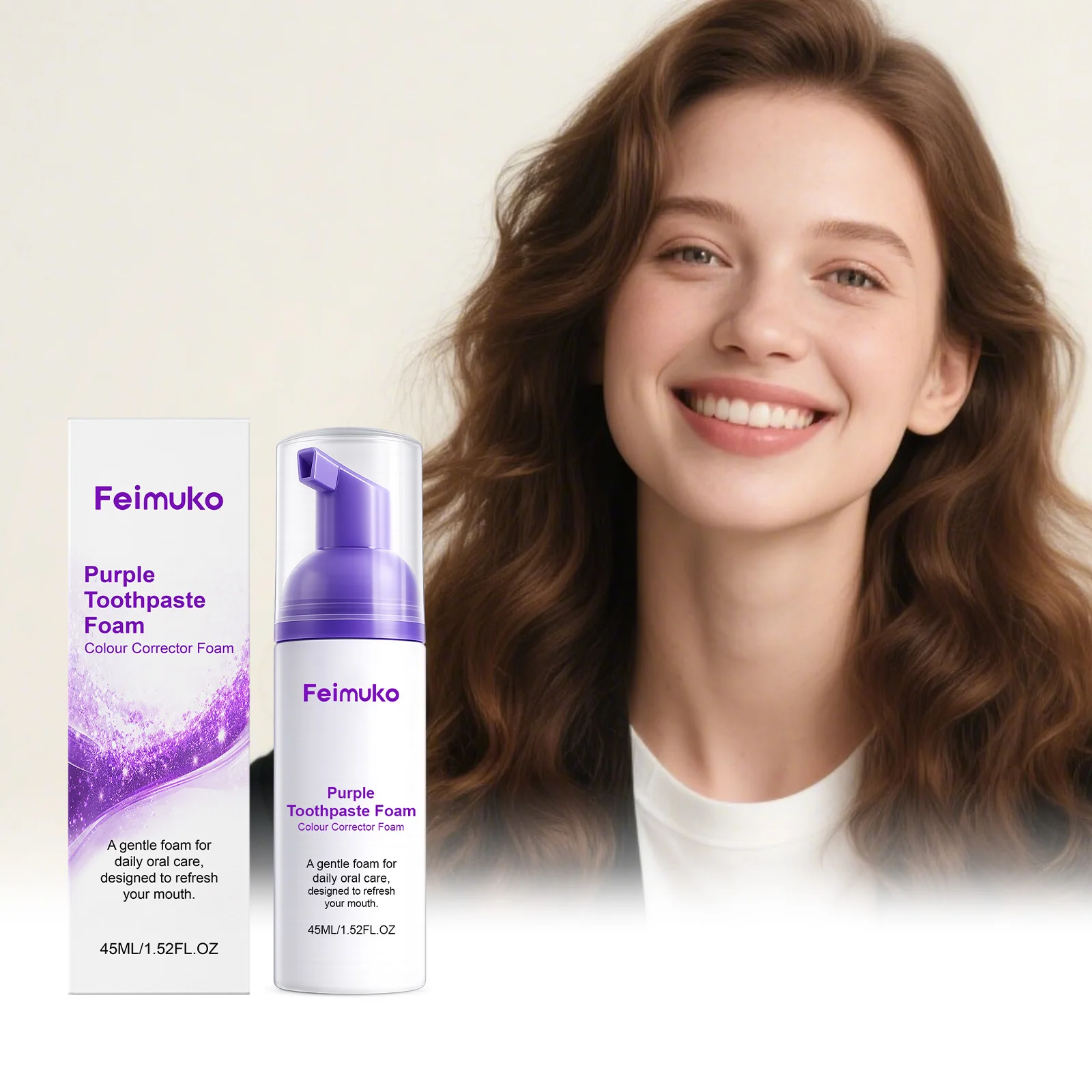Purple Tooth Cleaning Mousse, Rich and Dense Toothpaste Foam 45ml Fresh Breath Daily Oral Care Designed Refresh Mouth