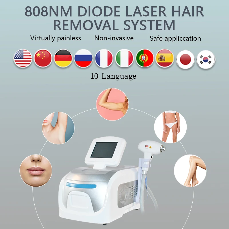 

ADG Portable 808nm Diode Hair Removal Machine Whiten The Skin Laser Beauty 755/808/1064nm Diode Laser Hair Removal Equipment