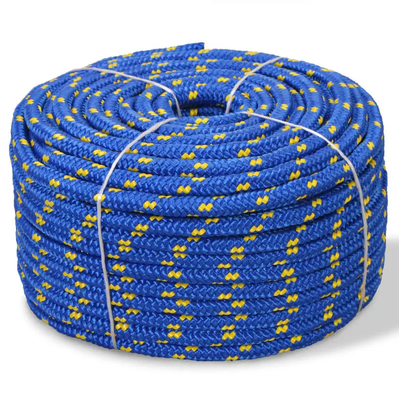 Corde de bateau en polypropylène 8 mm 100 m bleue, résistante à l'usure, corde en fibre tressée robuste pour le jardin, l'artisanat, les jouets pour animaux, l'emballage, l'extérieur et le bricolage