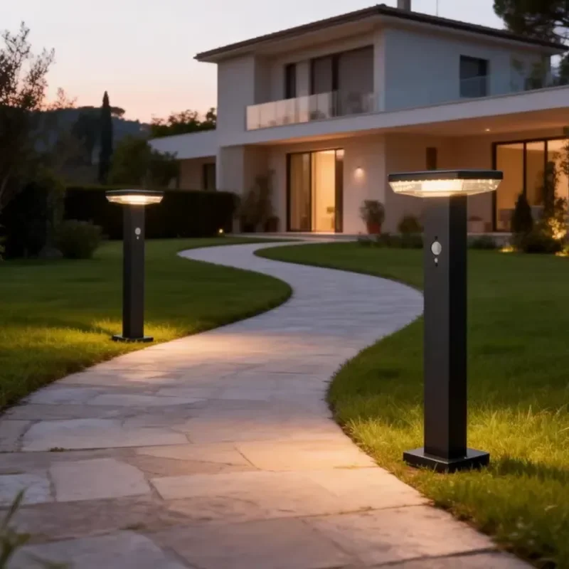 Square Stainless Steel Solar Wall Light Outdoor Waterproof LED Induction Lamp Professional Landscape Sports Home Lighting