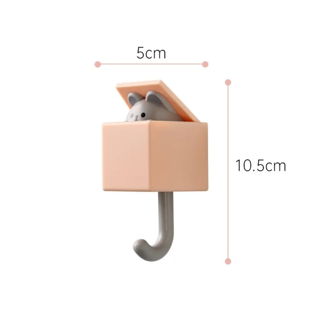 Retractable Pop Up Cute Cat Wall Hook Punch Free Self Adhesive Cute Animal Wall Hooks Wall Mounted Hidden Cartoon Design