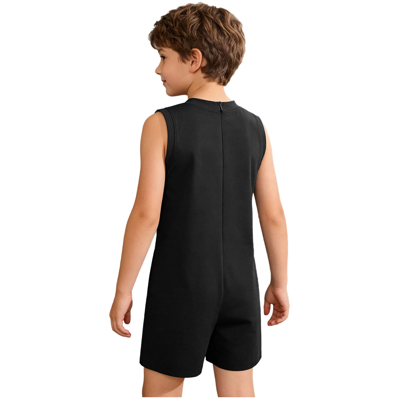 Kids Boys Girls Special Needs Adaptive Clothing Sleeveless Back Zipper Anti-strip Autism Sensory Bodysuit Homewear Sleepwear