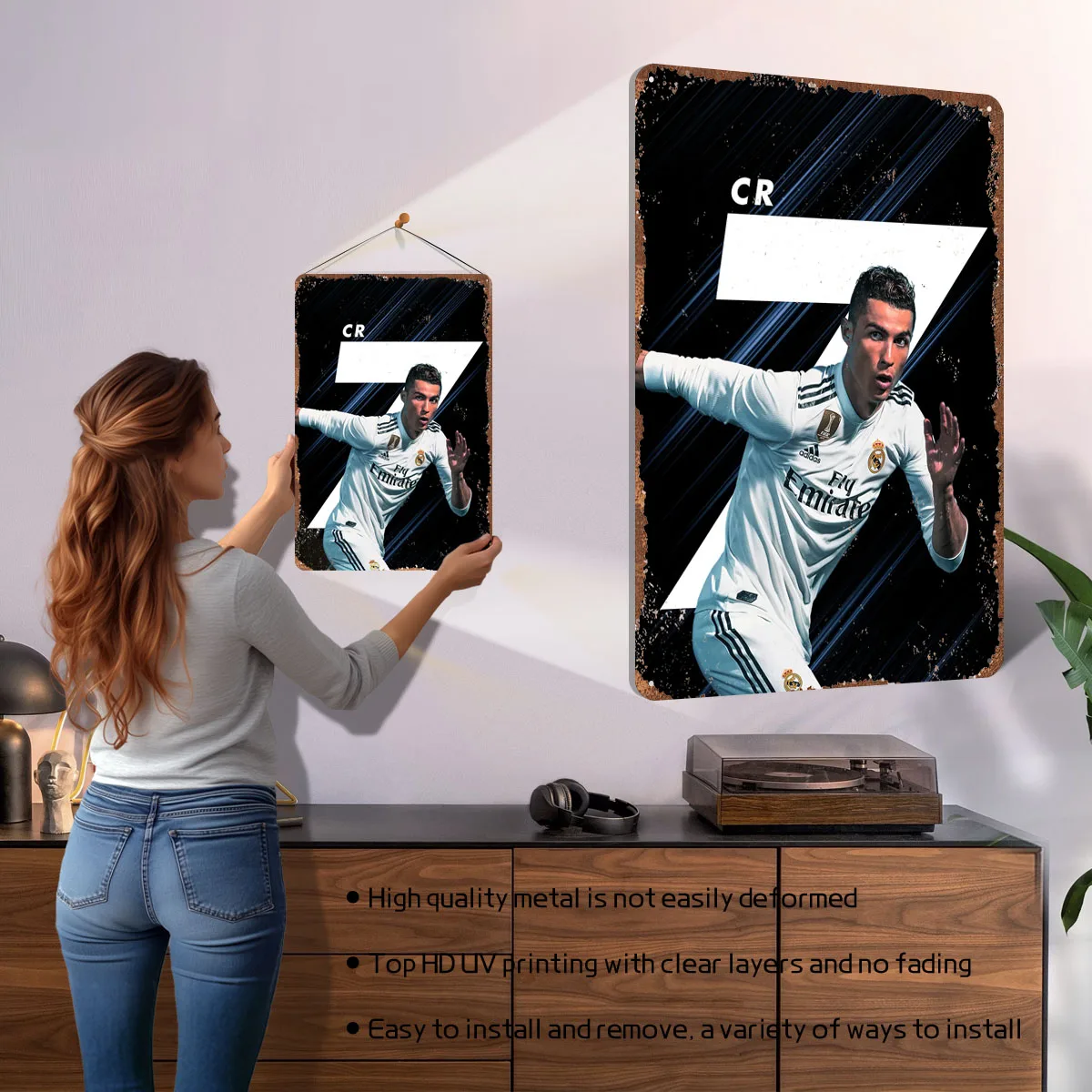 Cristiano Ronaldo - Real Madrid Poster Football Player Tinplate Sign Retro Custom Soccer Metal Signs for Wall Art Decoration