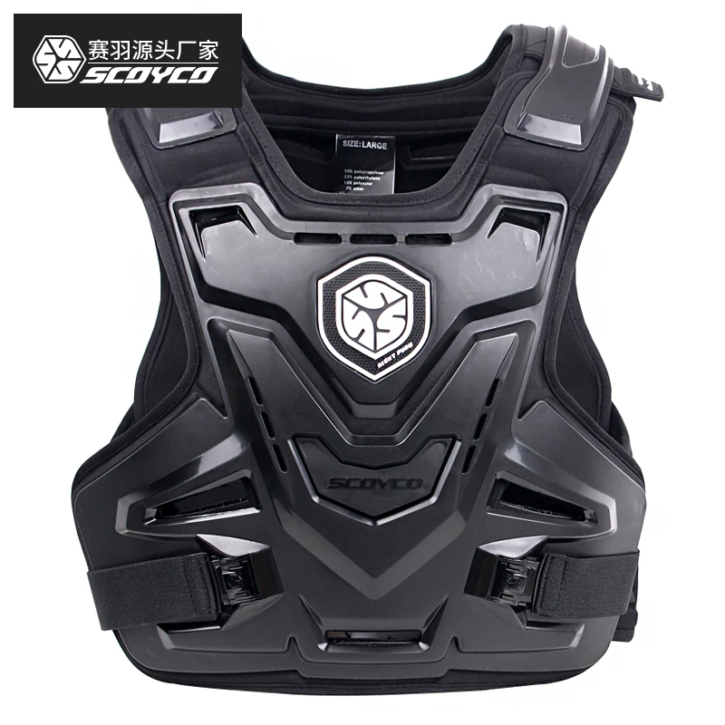 SCOYCO Off-road Motorcycle Protective Vest Anti-fall Armor Clothing Shoulder Pads Detachable Knight Equipment Jackets Black M-XL