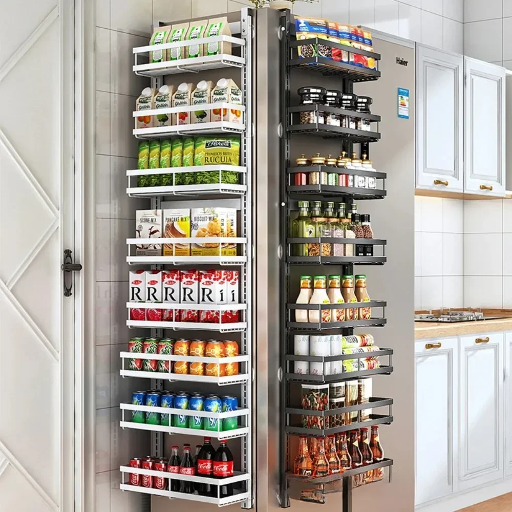 

#For Multi-storey Kitchen Seasoning Rack Punch-free Finishing Storage Rack Hook Door North Hanger Bathroom Storage Pantry WallMo