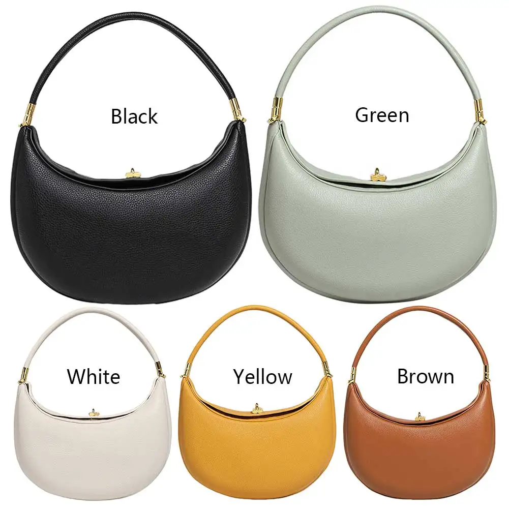 

Designer Underarm Bag PU Leather Dumpling Bag with Hasp Closure Stylish Casual Clutch Purse Soft Half Moon Bag for Women