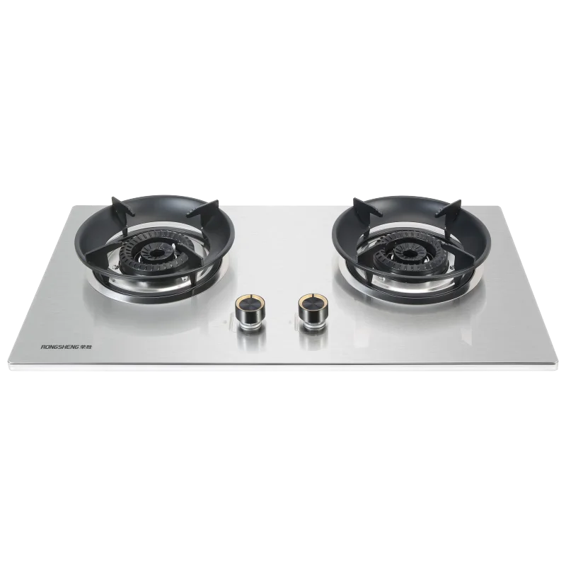 Built-in Stainless Steel Gas Cooktop with Double Burners Natural Gas/Methane Cooker Efficient Energy-saving Stove Tabletop