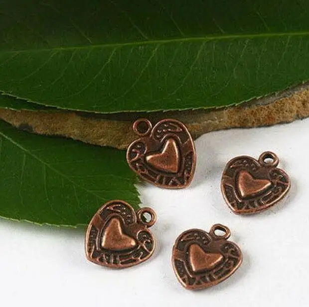 20pcs 15*12mm Antiqued Copper Color 2sided Heart Shaped Charms H2253 Charms for Jewelry Making