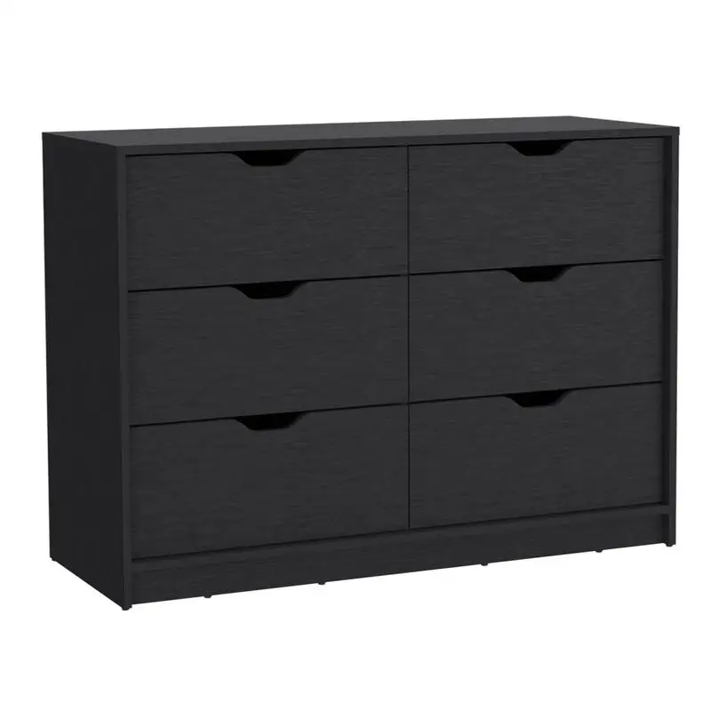 30" Dresser with 2 Lower Cabinets and Drawer Chest, Black Finish, Storage Solution for Bedroom or Living Room