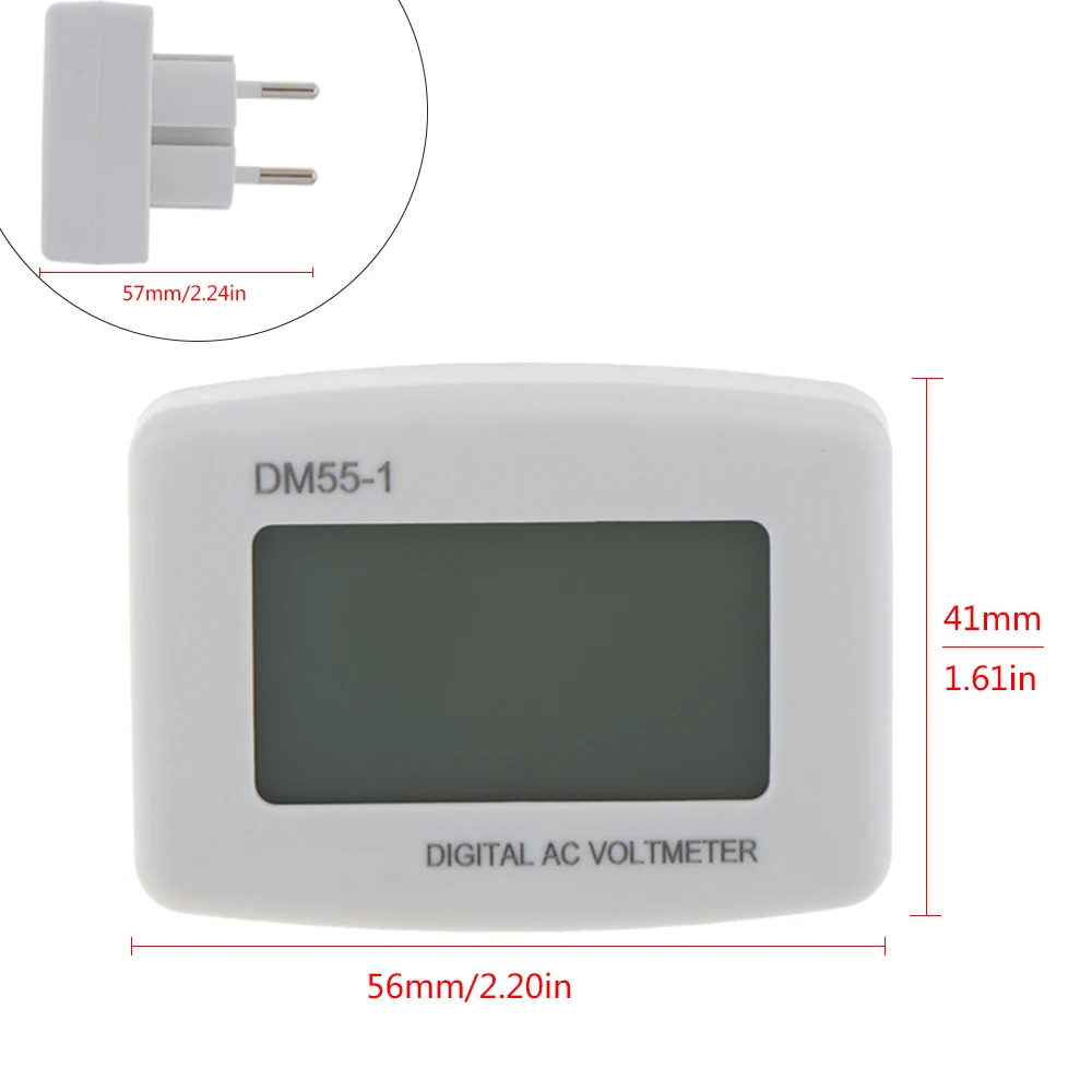 AC 80-300V Voltage Meter EU Plug Digital Volt Meter Socket LCD Display Wall Flat Voltage Testers AC Voltmeter