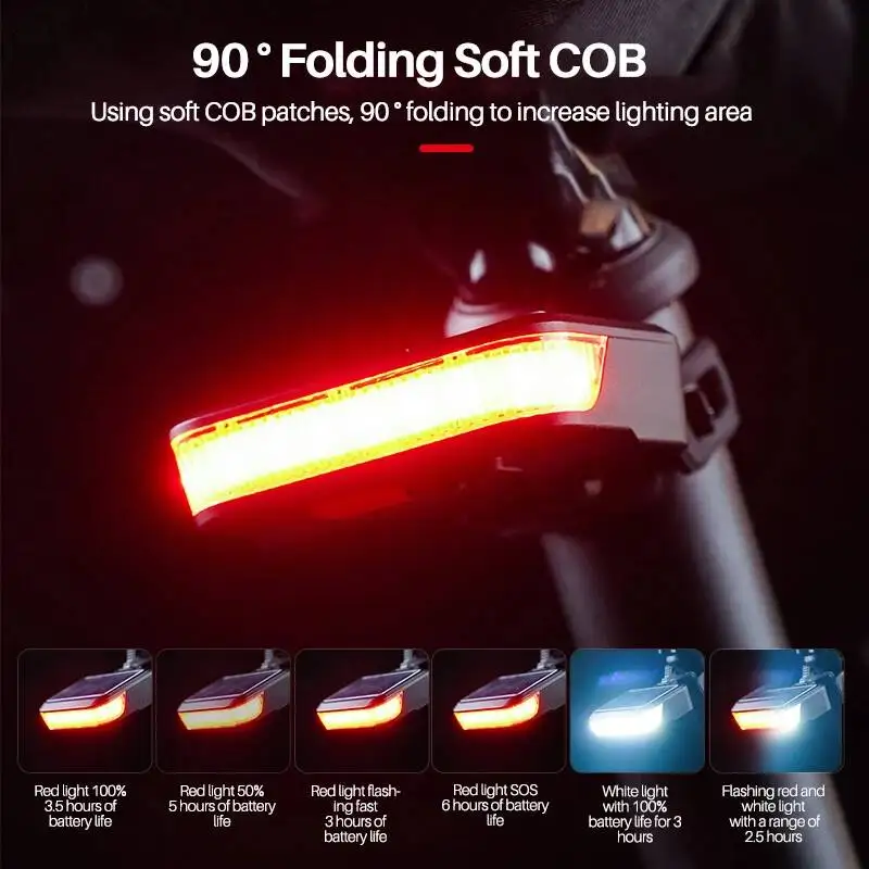 ESLNF MTB Taillight Mountain Cycling Rear Bike Bicycle Lights Light Tail Solar Night Rechargeable