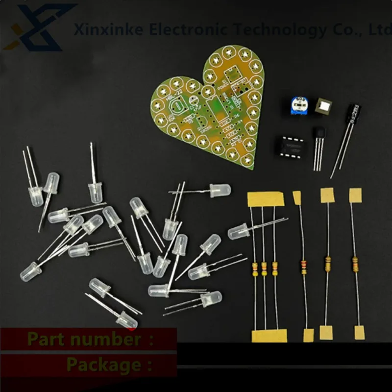 5PCS Electronic Kit, Heart-shaped Breathing Light Set, DIY Breathing Light Components, Electronic Practice Board, Electronic DIY