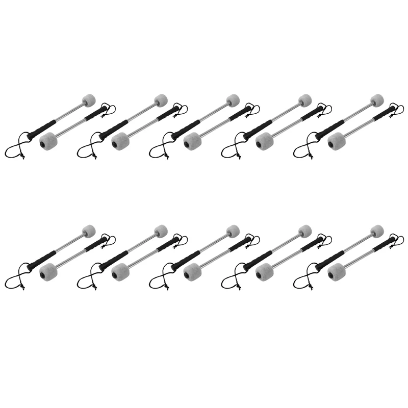 

A74K-20Pcs Bass Drum Mallet Felt Head Percussion Mallets Timpani Sticks With Stainless Steel Handle,White