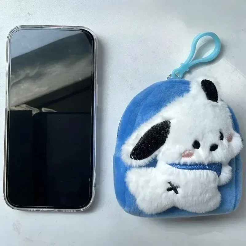 Sanrio pochacco bolsa de moedas de pelúcia bonito dos desenhos animados anime pochacco kawaii fone de ouvido saco de armazenamento mochila ornamentos brinquedos presentes do feriado