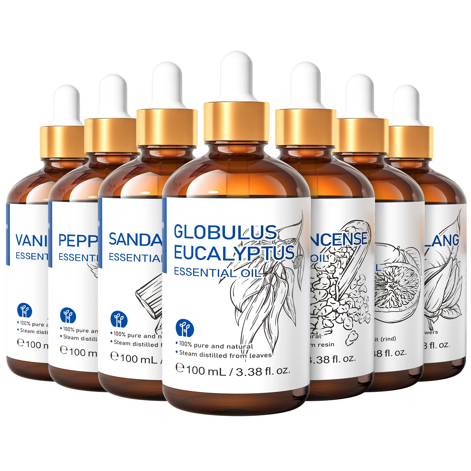

HIQILI 100ML Essential Oil Eucalyptus Vanilla Lavender Peppermint Sandalwood Aroma Oil for DIY-homemade Personal Spray Diffuser