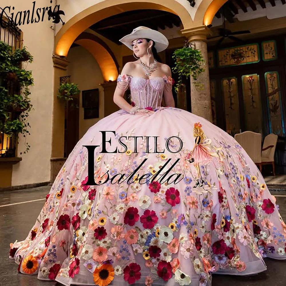

Sweet 15 16 Princess Ball Gown Quinceanera Dresses Customized Beaded Lace Appliques Crystals Luxury 15 Dress Vestidos De 16 Años