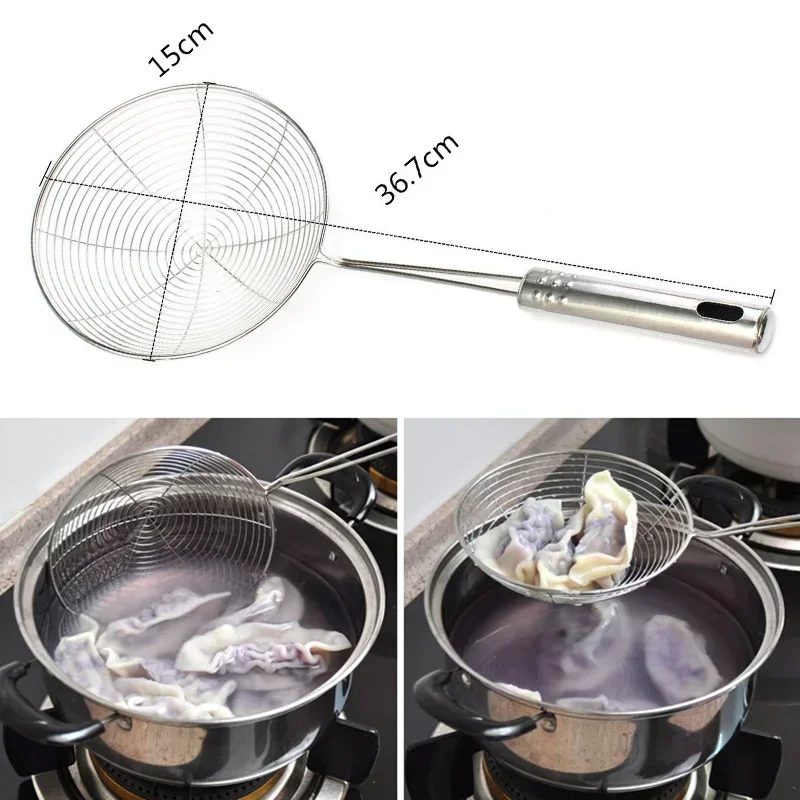 Premium 304 Stainless Steel Spider Mesh Strainer & Colander Ladle Skimmer Cooking Tool Kitchenware Heat-resistant kitchen tools