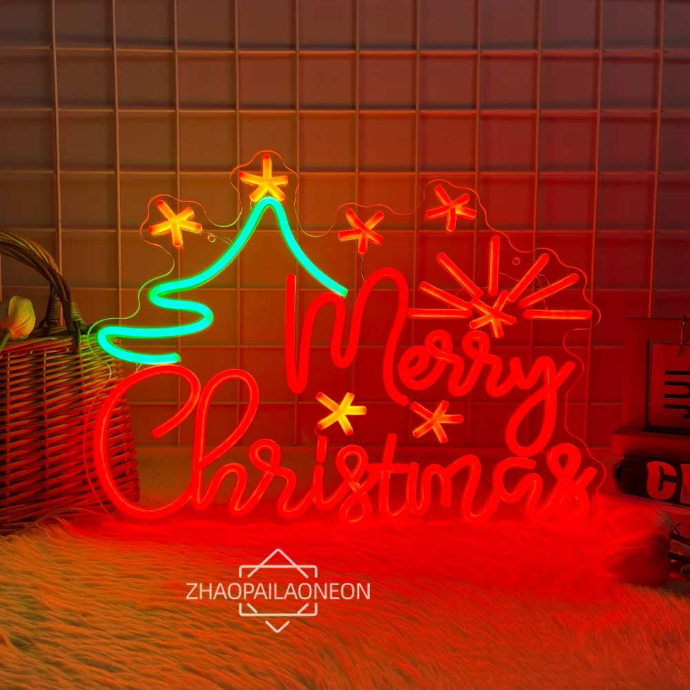 Merry Christmas Neon Sign Led Light Christms Wall Led Decor Neon Led Sign Shop Home Bedroom Christmas Tree Led Sign Decor