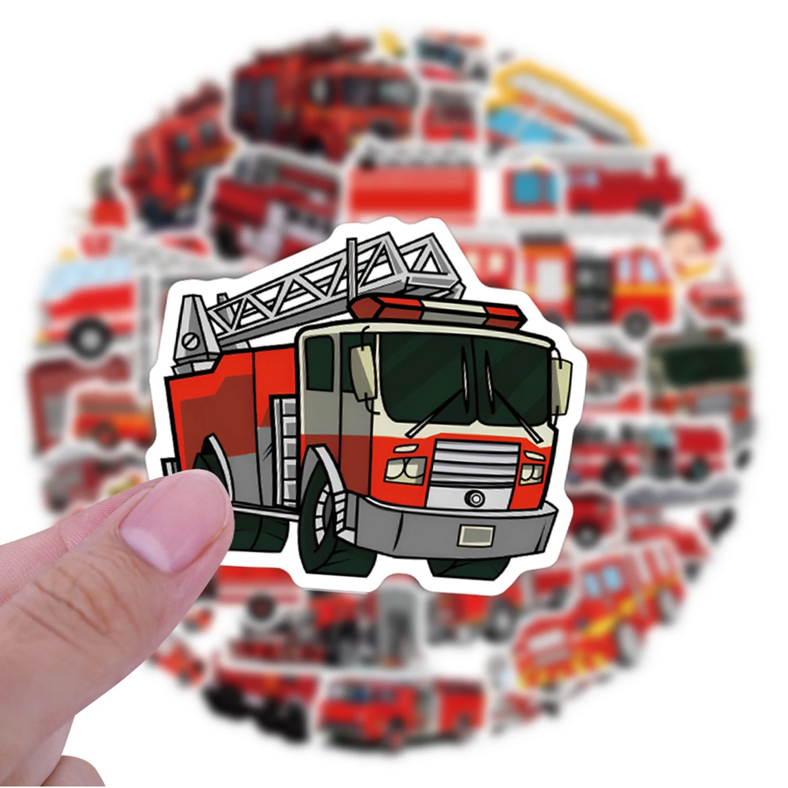 10/30/55PCS Cartoon Fire Truck Creative Stickers Graffiti Decoration Suitcase Water Cup Laptop Guitar Crapbook Waterproof Decal