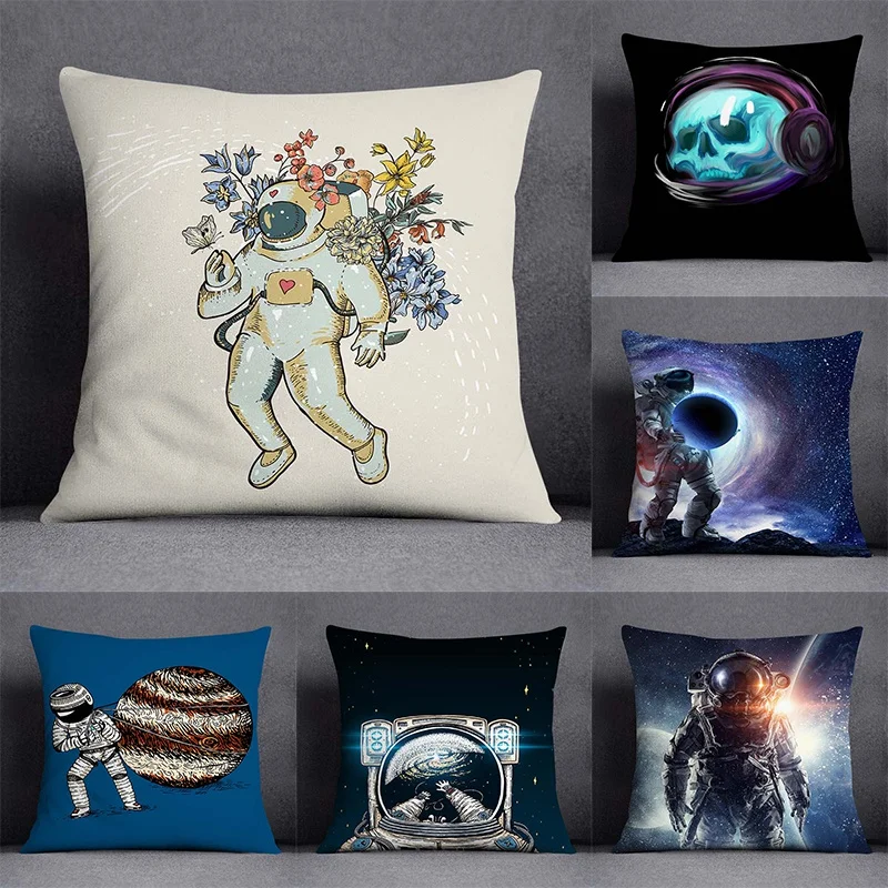 Spaceman series pattern decorative pillowcase, square  home office decoration (45cm * 45cm)