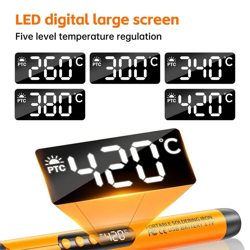 ABNM Soldering Iron Kit With LED Digital Display Type-C Interface Wireless Soldering Iron Kit Temperature Welding Tool