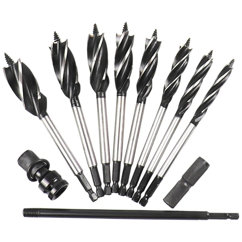 11 Pieces Of Four-Groove Four-Edge Woodworking Twist Drill 10-25Mm Woodworking Drill Set