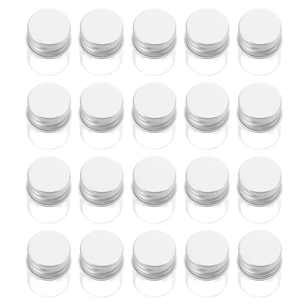 30Pcs Mini Glass Bottles 5Ml Transparent Clear Glass Vials with Aluminum Screw Caps for DIY Crafts Samples Spices