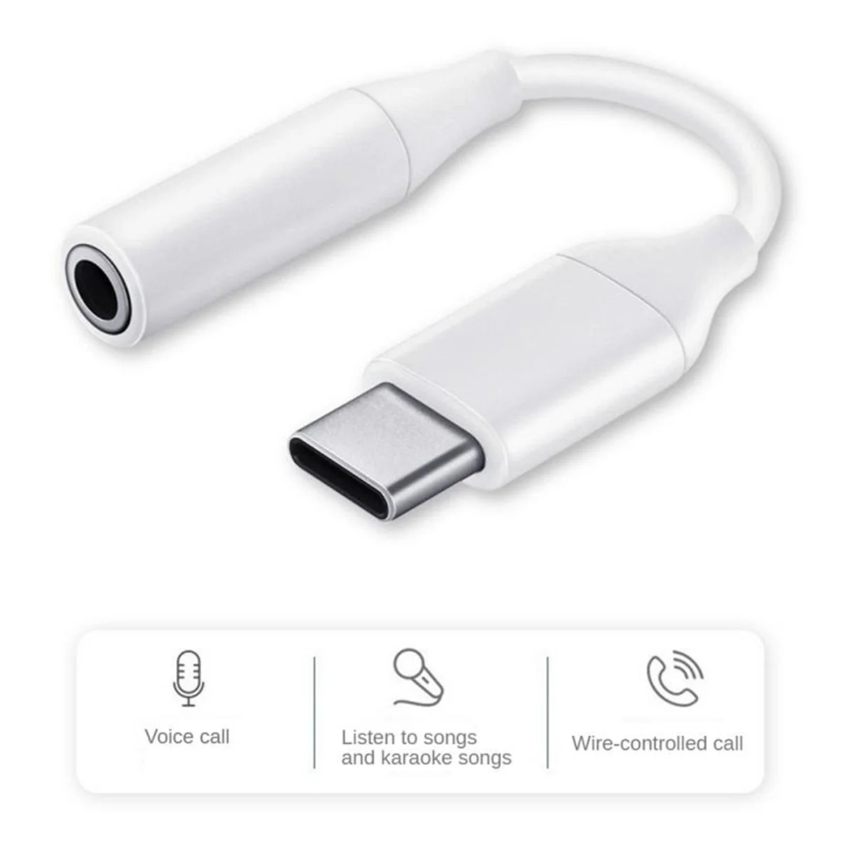 USB C to 3.5 mm Jack Aux Adapter Type-C 3.5 Digital DAC Audio Cable Adapter Earphone Accessories White