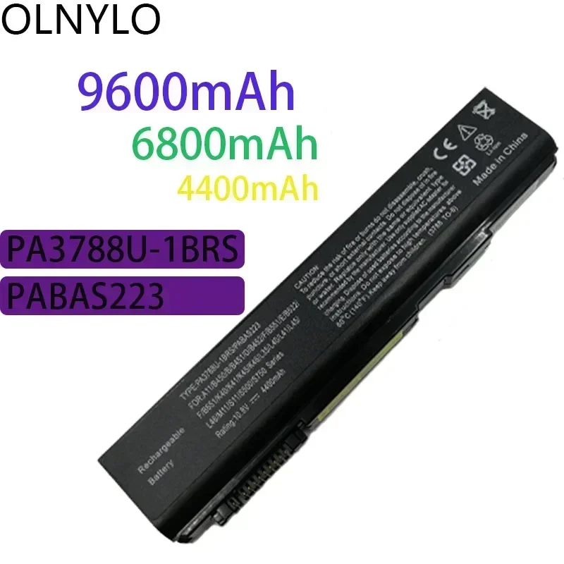 

laptop battery For Toshiba PA3788U-1BRS/1BRS PA3786U PA3787U Satellite Pro S500 S750 Tecra A11 M11 S11 K46 K45 K40 K41 L46 L40