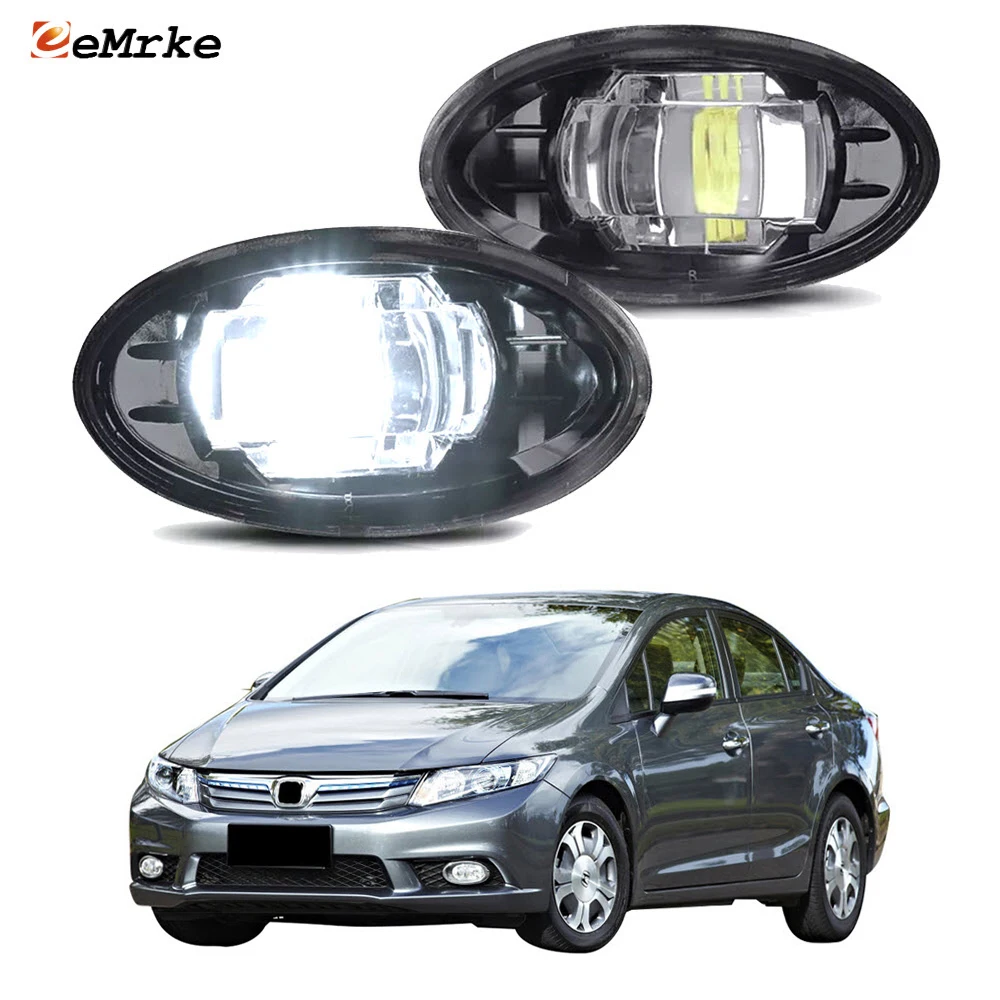 

2 улучшенных фонаря в сборе, противотуманные фары для Honda Civic Sedan FB2 FB3 FB4 2012-2016, автомобильный PTF с прозрачными линзами, дневные ходовые фонари