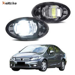 2X Upgrade LED Fog Lights Assembly for Honda Civic Sedan FB2 FB3 FB4 2012-2016 Car PTF with Clear Lens Daytime Running Light