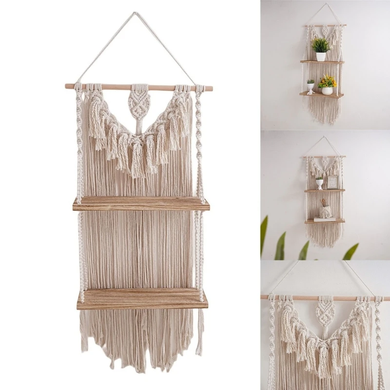 Lightweight and Stylish Wall Shelf Handwoven Fringe Wall Hangers for Home Decor and Displaying Collections