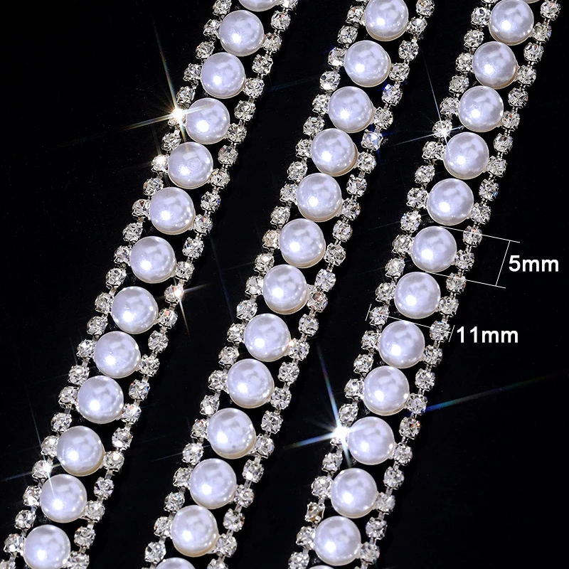 1 ياردة/90 سنتيمتر كريستال زجاج سلسلة حجر الراين خياطة على اللؤلؤ كريستال سلسلة الزخرفية للحرف الملابس الأحذية #3