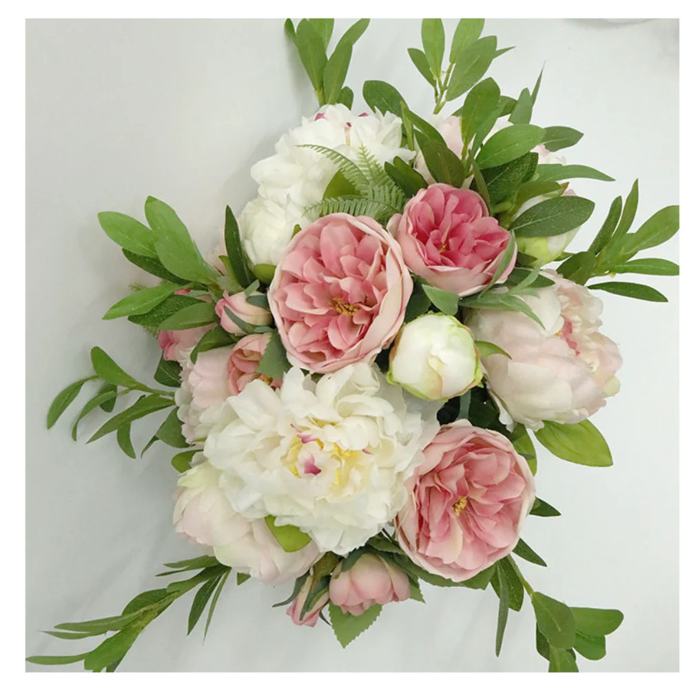 Rosa pfingstrose blumen hochzeits sträuße für brautjungfer seiden rose braut, die blumen diy hochzeits dekoration hochzeit zubehör hält