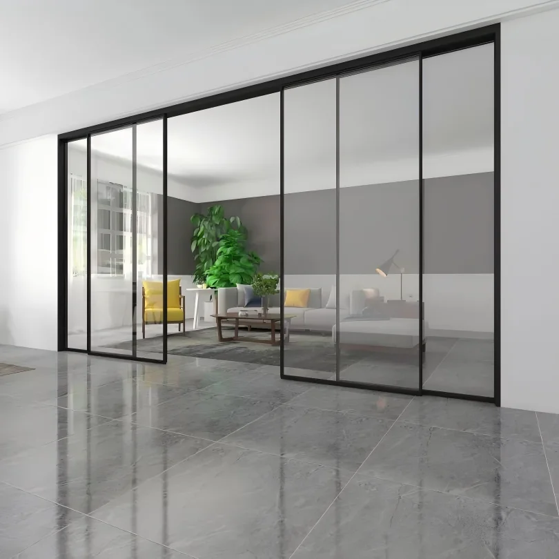 Foshan Extremely Narrow Aluminum Alloy Door Wholesale Modern Minimalism Balcony Hanging Rail Water Resistant Sliding Wine Cellar