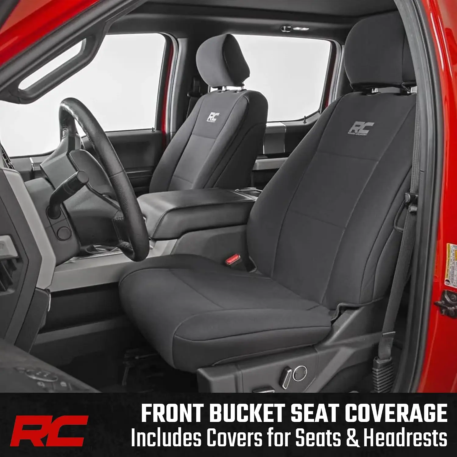 Neoprene Seat Covers for 15-22 F-150 |17-22 Super Duty - 91016,Black, Front