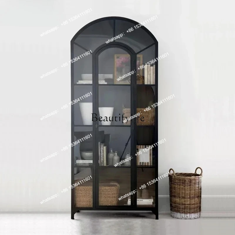 

French Style Solid Wood Display Cabinet High-End Wine Cabinet Wall-Mounted Designer Boutique Display Cabinet Vintage