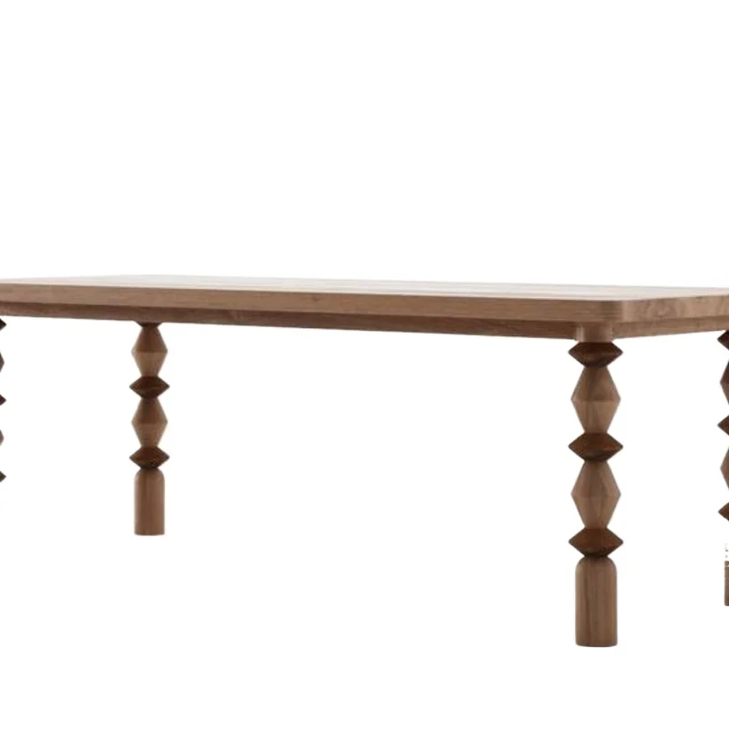 

American light luxury retro pure rectangular dining table and chair combination, simple household dining table