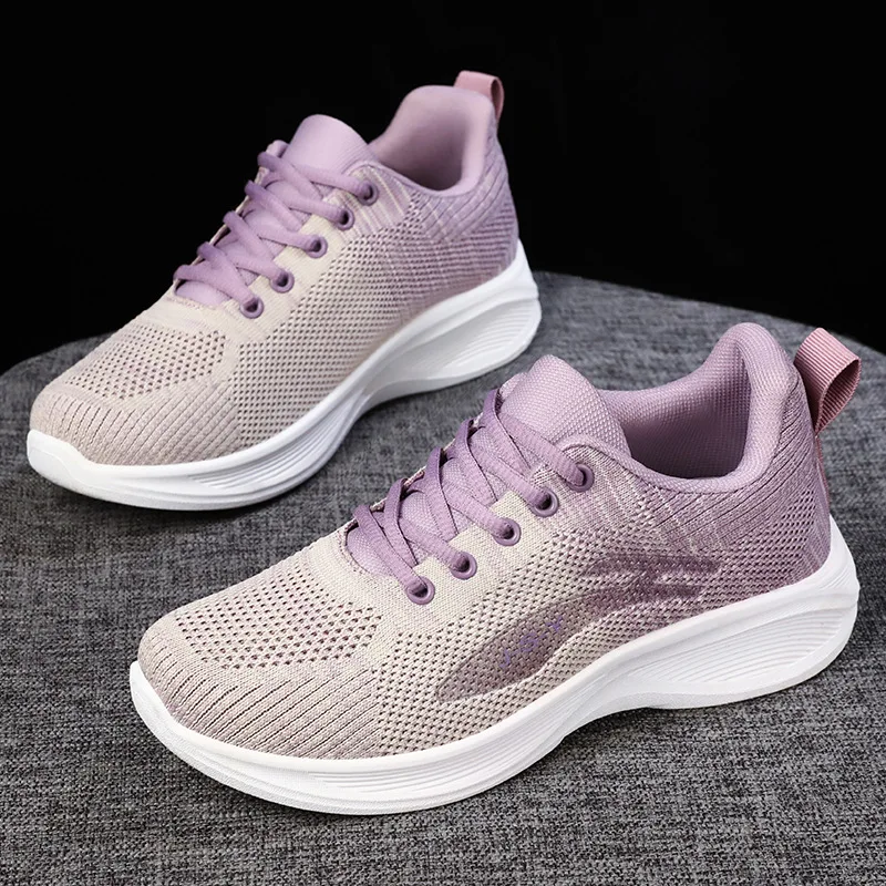 High Appearance Level Thick Sole Increase Mesh Lace-up Fashion All Comfortable Non-slip Breathable Sports Women\'s Single Shoes