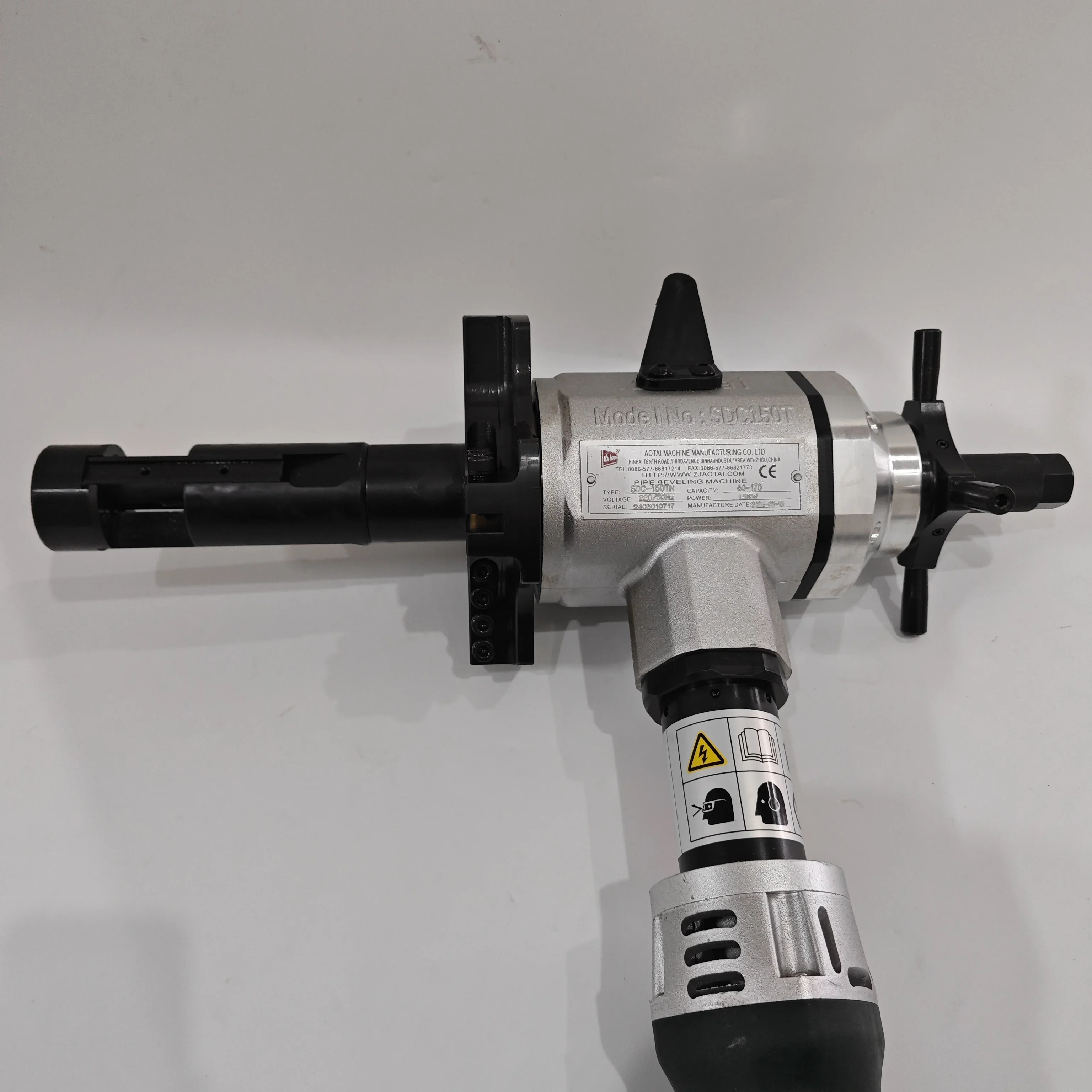 Máquina biseladora de tubos montada en identificación portátil eléctrica, biseladora de tubos 150T, 60-170mm