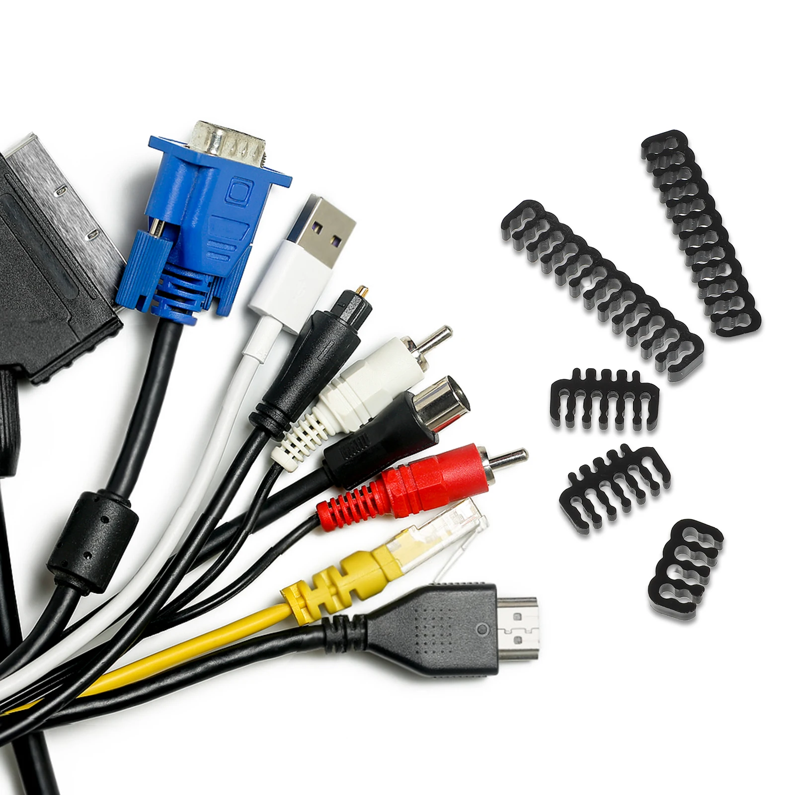 

24Pcs Wire Comb Kit for Pc Cable Management Power Cord Organizer Extension Cables Computer Wire Dressing Tool Desktop Organizer