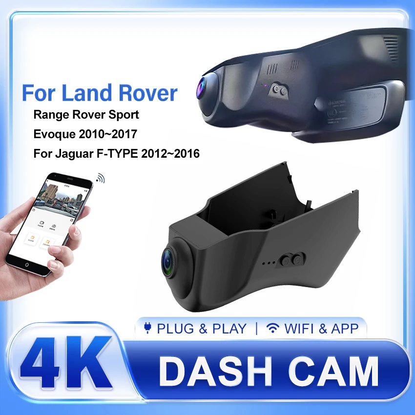 

4K Dash Cam 2160P WiFi Dual Dashcam Car Camera Plug Play For Land Rover Range Rover Sport Evoque 2010~2017 For Jaguar F-TYPE