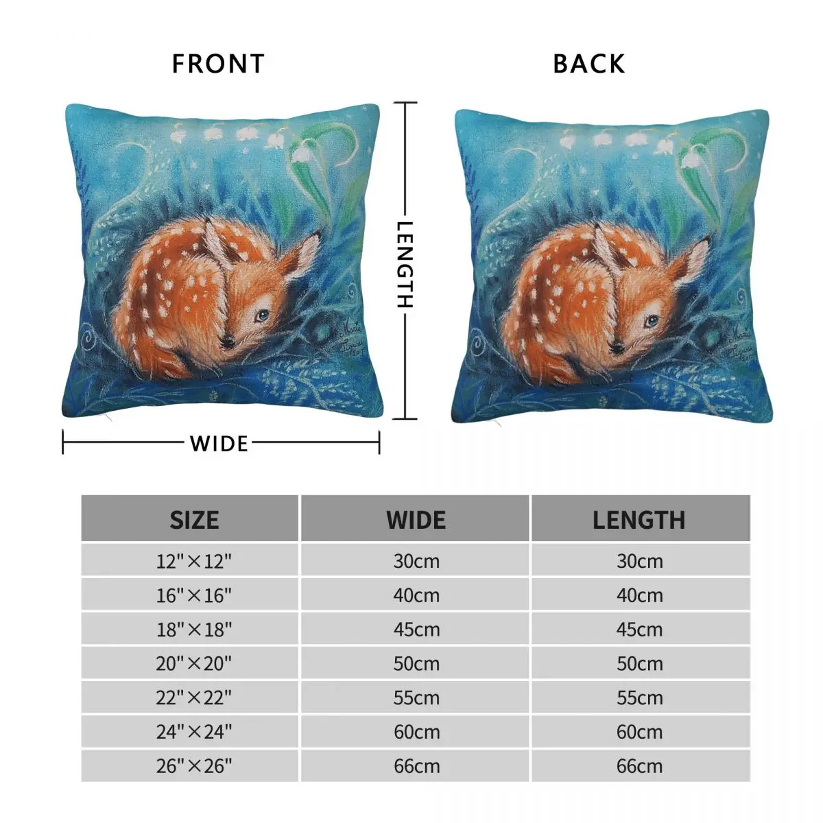 Cute Dreaming Deer Square Pillowcase Polyester Linen Velvet Pattern Zip Decor Bed Cushion Cover